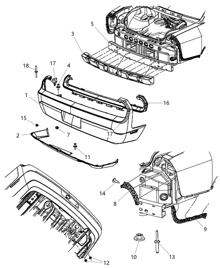 2014 Dodge Challenger Bracket-Rear Bumper Diagram for 68023384AA