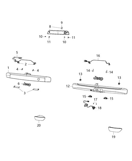 2017 Jeep Compass Bar-Light Support Diagram for 6DG00DX8AA