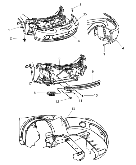 2003 Chrysler Sebring Sedan & Convertible Fascia, Front Diagram