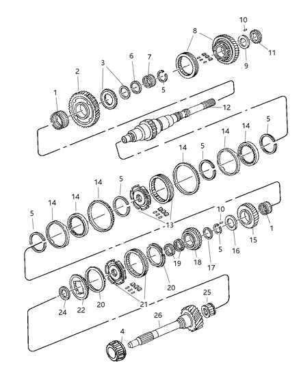 2001 Dodge Ram 2500 Quad & Club Cab Gear Train Diagram 2
