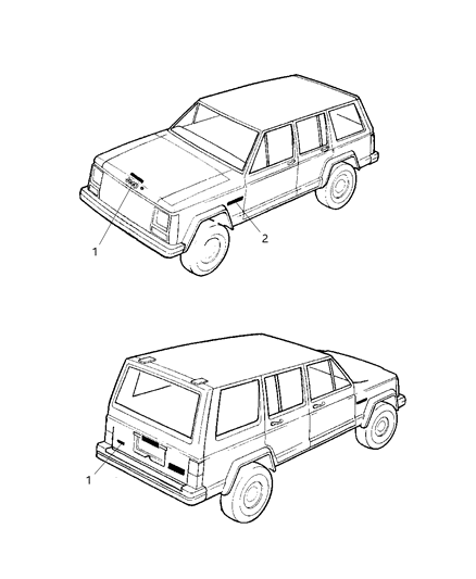 1998 Jeep Cherokee Decal Diagram for 5EM91HD8