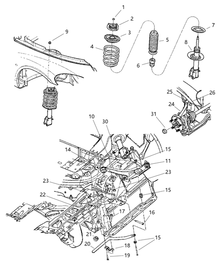 2001 Chrysler PT Cruiser Front Steering Knuckle Diagram for 4656756AB