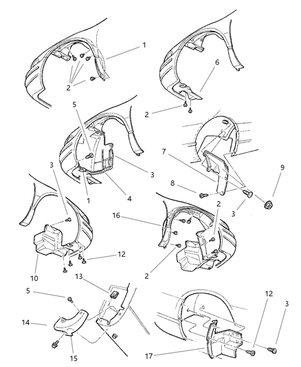 1997 Chrysler Sebring Shield-Fender Diagram for 4724212