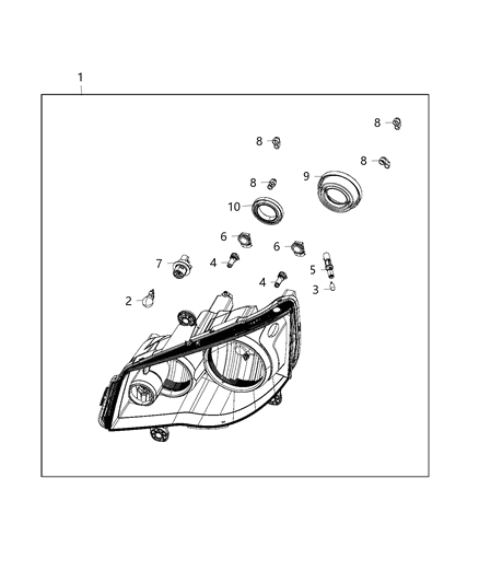 2019 Dodge Grand Caravan Right Headlight Diagram for 5113336AG