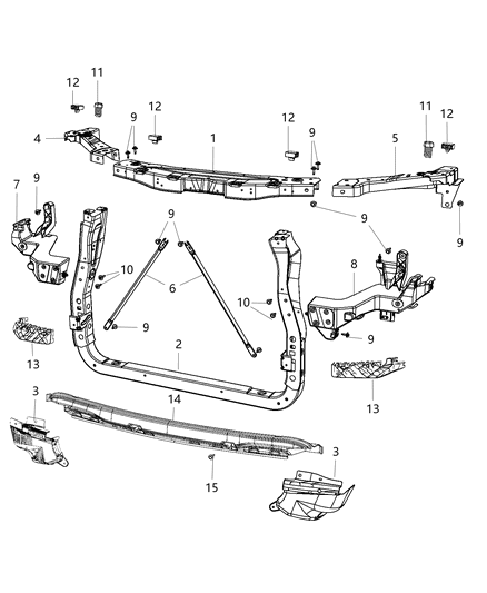 2016 Jeep Grand Cherokee Radiator Support Diagram