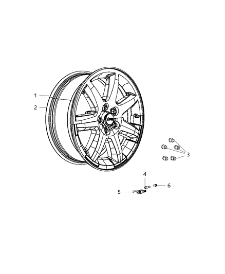 2008 Jeep Liberty Aluminum Wheel Diagram for 1CG33CDMAA