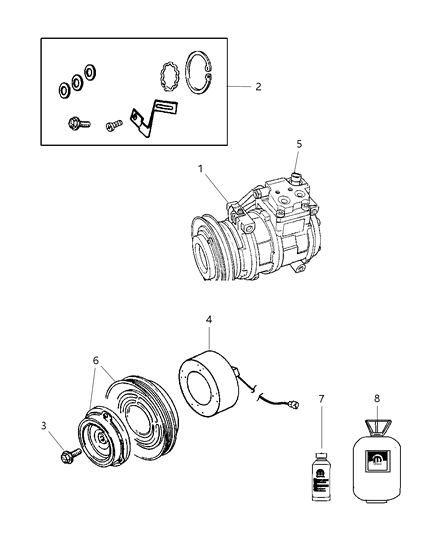 2009 Chrysler PT Cruiser COMPRESOR-Air Conditioning Diagram for 5058031AD