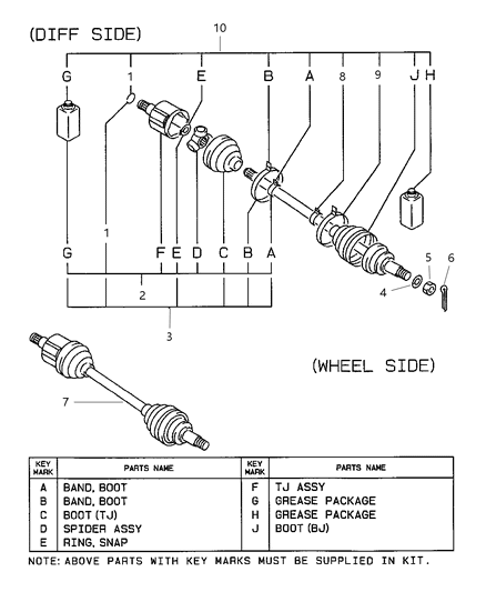 1999 Chrysler Sebring Coupe Front Axle Drive Shaft Diagram 1