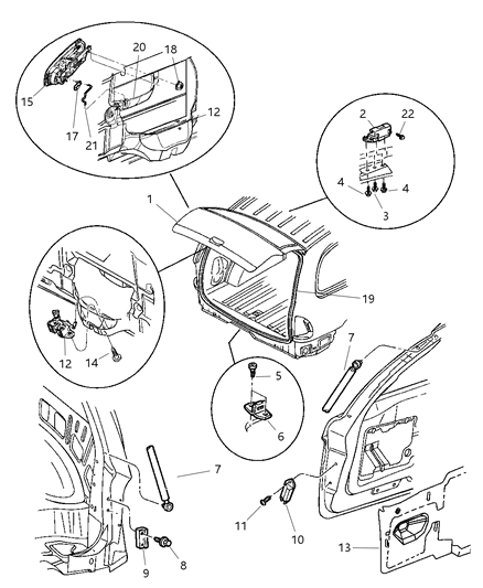 2002 Dodge Durango Liftgate Latch Diagram for 55256899AC