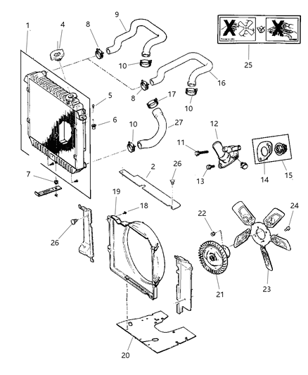 1999 Jeep Cherokee Radiator & Related Parts Diagram 2