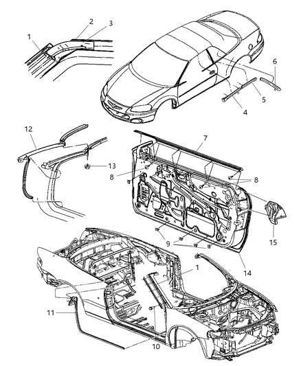 2001 Chrysler Sebring Weatherstrips Diagram