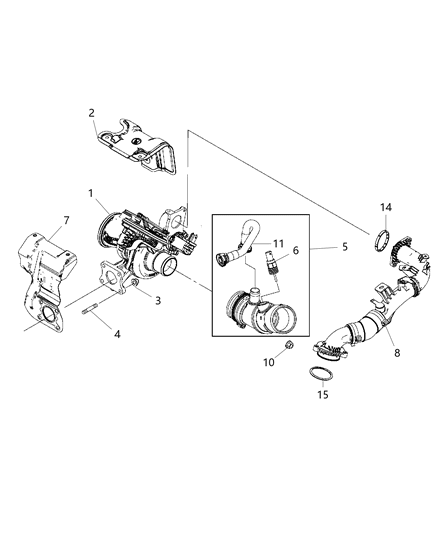 2020 Jeep Renegade Turbocharger / Exhaust Manifold And Oil Hoses / Tubes Diagram 1
