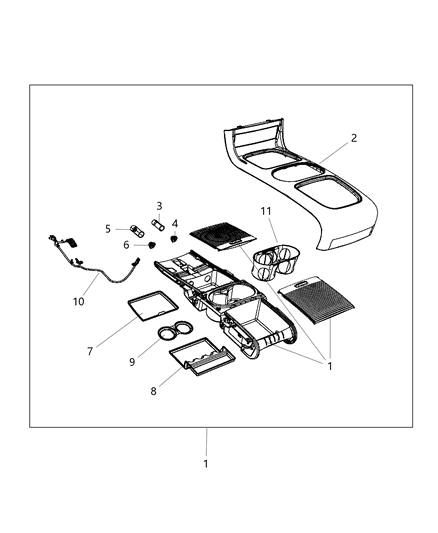 2011 Chrysler Town & Country Floor Console Front Diagram 4