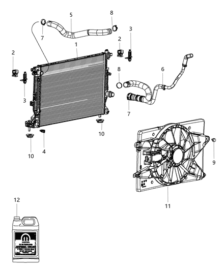 2013 Dodge Dart Radiator & Related Parts Diagram 1