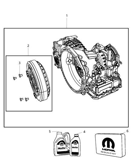 2010 Chrysler Town & Country Transmission / Transaxle Assembly Diagram 1