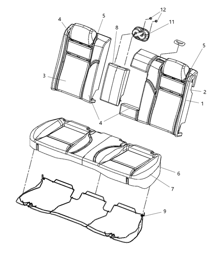 2010 Dodge Challenger Rear Seat - 60/40 Diagram 5