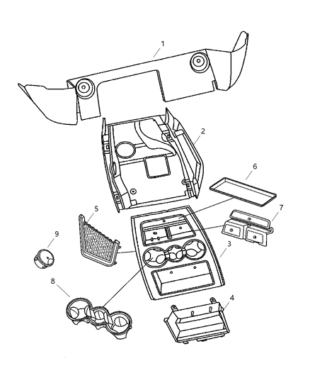 2009 Dodge Ram 3500 Bin-Floor Console Diagram for 1ER701J3AA