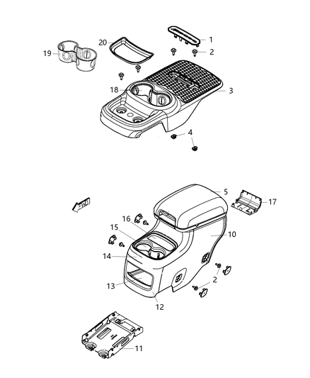 2013 Dodge Durango Panel-Console Diagram for 1YZ94GT5AA