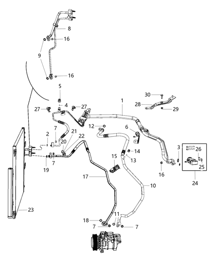 2017 Ram 3500 Pickup A/C Plumbing Diagram 1