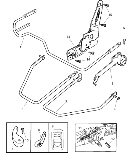 2001 Dodge Dakota Handles - Lock Bar & Attaching Parts Diagram