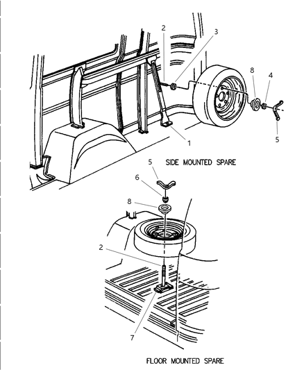 1998 Dodge Ram Wagon Spare Wheel, Inside Diagram