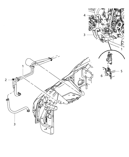 2008 Chrysler Aspen Heater Plumbing Front Diagram