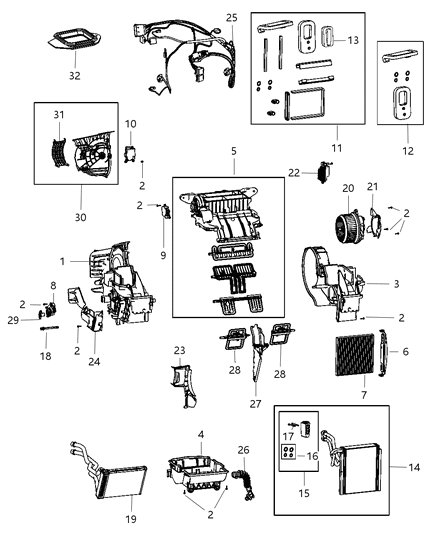 2013 Dodge Dart A/C & Heater Unit Diagram 1