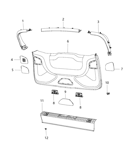 2020 Chrysler Voyager Liftgate Trim Panels And Scuff Plate Diagram