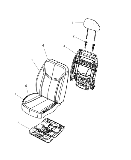 2008 Dodge Avenger HEADREST-Front Diagram for 1GA931J3AA