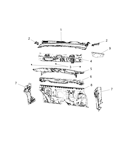 2020 Jeep Compass COWL PNL-COWL Side Trim Diagram for 7AA47RXFAA