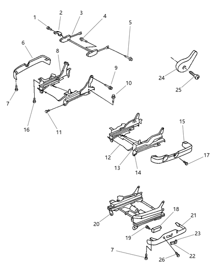 2006 Chrysler Sebring Front Seat Adjuster, Recliner And Side Shield Diagram 2