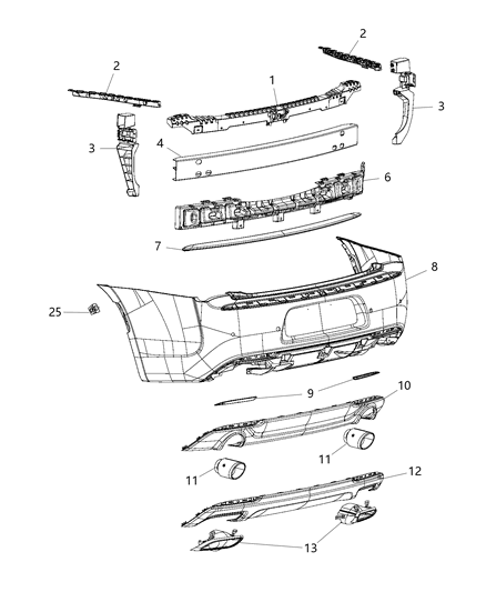 2015 Chrysler 300 Bracket-FASCIA Support Diagram for 68266934AB