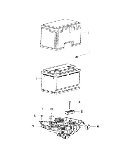 2017 Chrysler 200 Battery, Tray, And Support Diagram