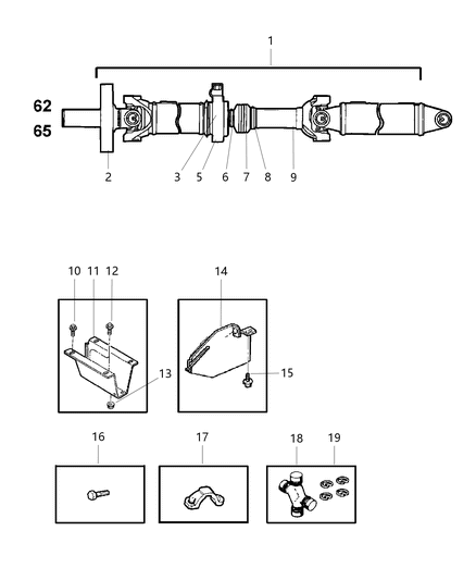 1998 Dodge Ram 3500 Propeller Shaft - Rear Diagram 3