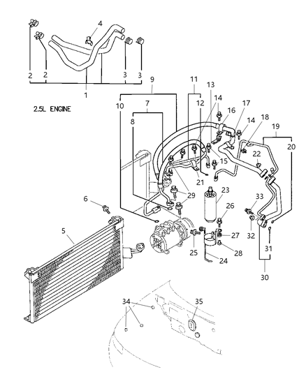 1998 Chrysler Sebring Condenser, Plumbing And Hoses Diagram 4