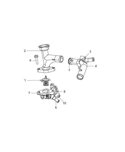 2007 Chrysler PT Cruiser Thermostat & Related Parts Diagram 1