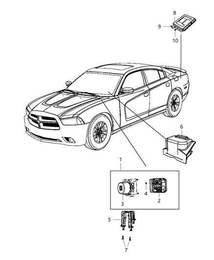 2012 Dodge Charger Anti-Lock Brake System Module Diagram for 68154644AA