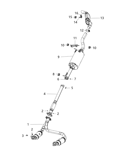 2021 Ram 1500 Exhaust Pipe Diagram for 68268198AE