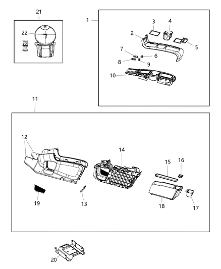 2020 Dodge Grand Caravan Console-Floor Diagram for 1PC89BD1AH