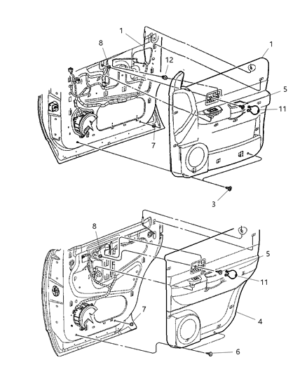 2007 Chrysler Aspen Panel-Rear Door Trim Diagram for 1GN391D1AA