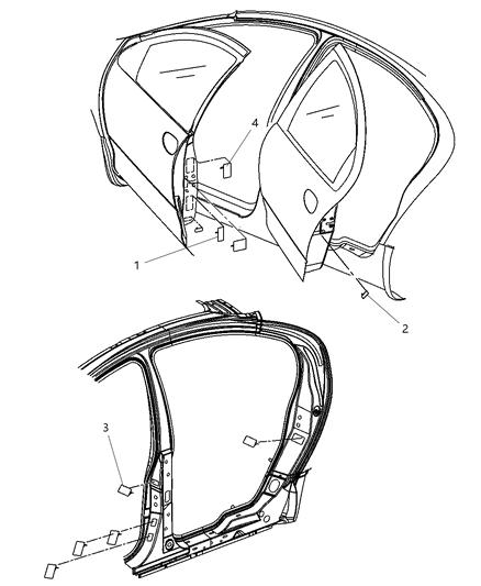 2008 Dodge Charger Front & Rear Door Labels Diagram