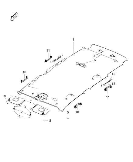 2018 Jeep Renegade Lamp Dome Diagram for 68399573AA