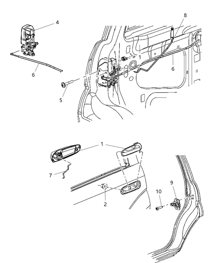 2004 Dodge Durango Door, Rear Lock & Controls Diagram