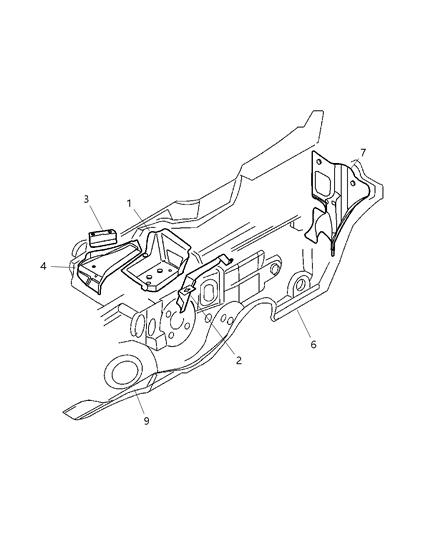 2002 Chrysler PT Cruiser Bracket-COWL PLENUM Diagram for 4724502AB