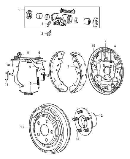 2013 Jeep Patriot Brakes, Rear, Drum Diagram