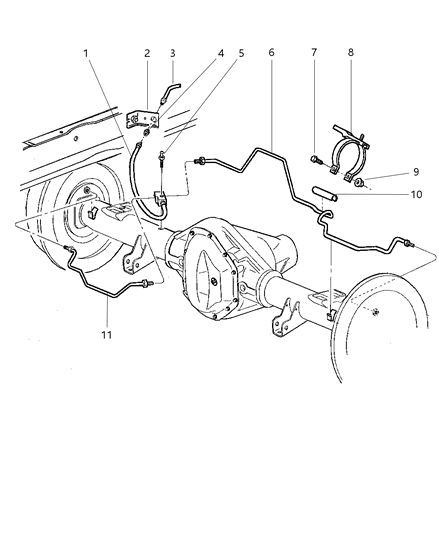 2001 Dodge Ram 2500 Quad & Club Cab Lines & Hoses, Brake, Rear Diagram