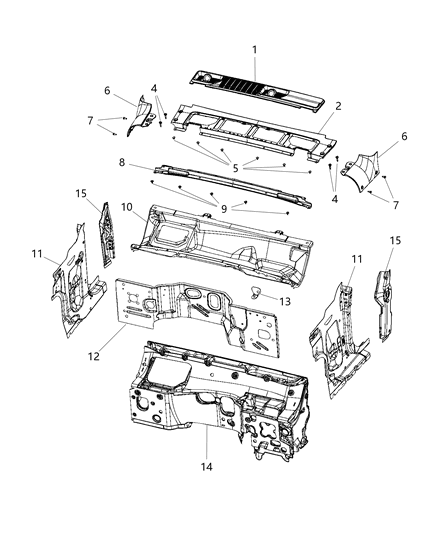 2020 Jeep Gladiator Cowl, Dash Panel & Related Parts Diagram