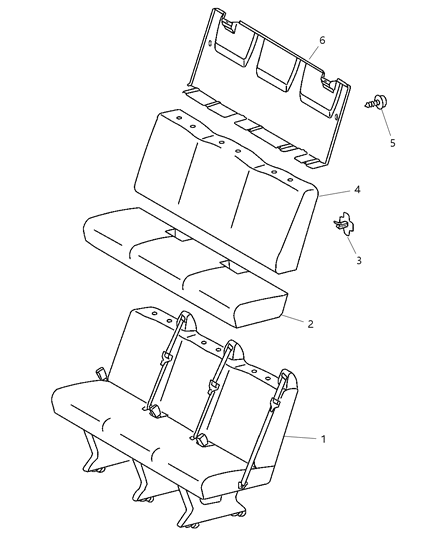 2004 Dodge Sprinter 2500 Rear Seat Cushion Three Passenger Diagram for 5134614AA