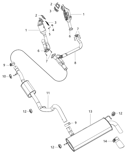 2018 Jeep Wrangler Exhaust Catalytic Converter Diagram for 68085119AH