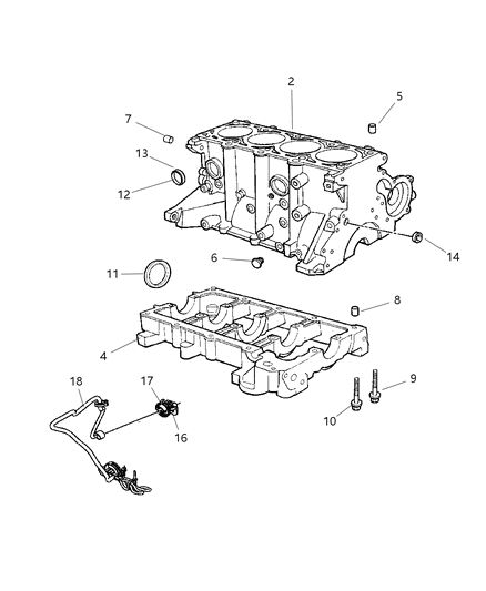 2004 Jeep Wrangler Block-Short Diagram for 5134136AA